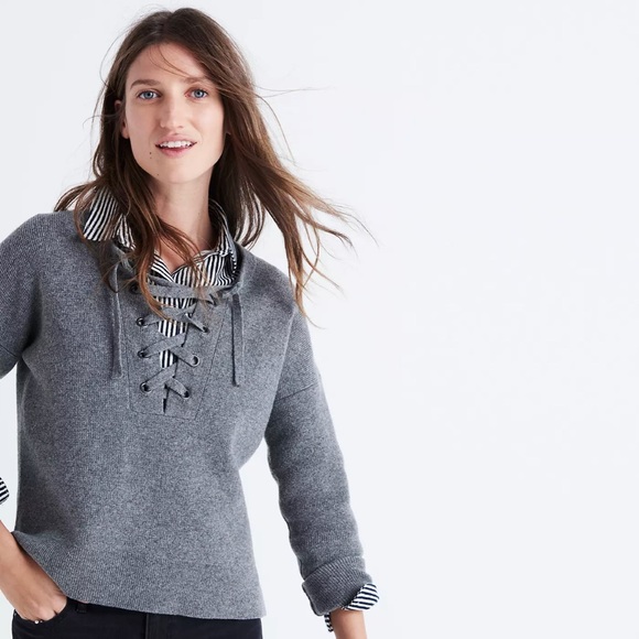 Madewell Lace-Up Pullover Sweater - Picture 2 of 14